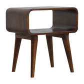Curved Open Chestnut Bedside Table | Open Shelf
