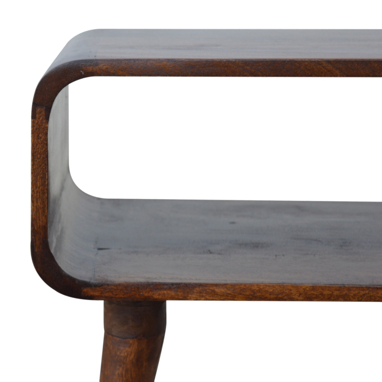 Curved Open Chestnut Bedside Table | Open Shelf