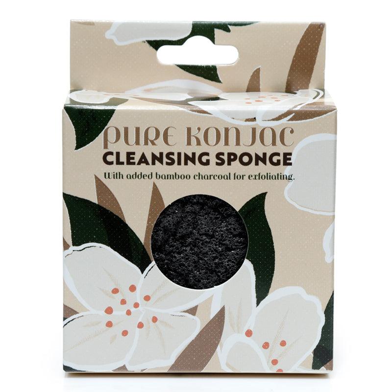Pure Konjac Cleansing Sponge with Bamboo Charcoal - Florens Jasminum-