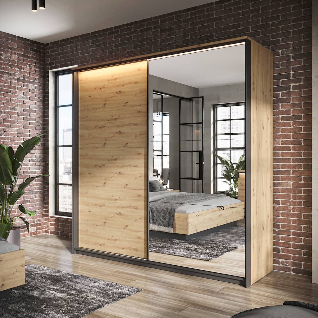 Quant QS-01 Sliding Door Wardrobe 220cm-Sliding Door Wardrobe