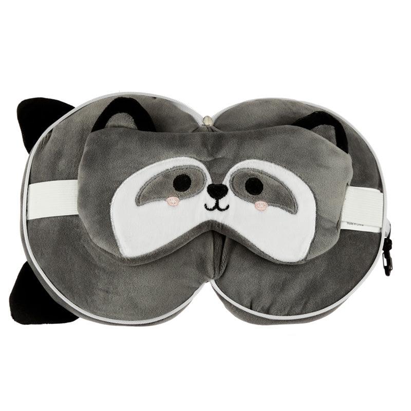 Raccoon Relaxeazzz Plush Round Travel Pillow & Eye Mask Set - £13.99 - Travel Pillow Eye Mask Set 
