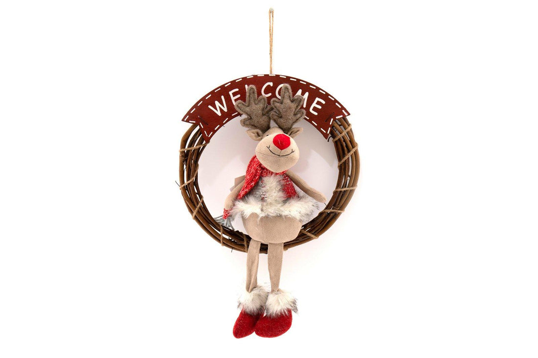 Red Nose Deer Wall Decoration 46cm - £49.99 - Christmas Hanging Ornaments 