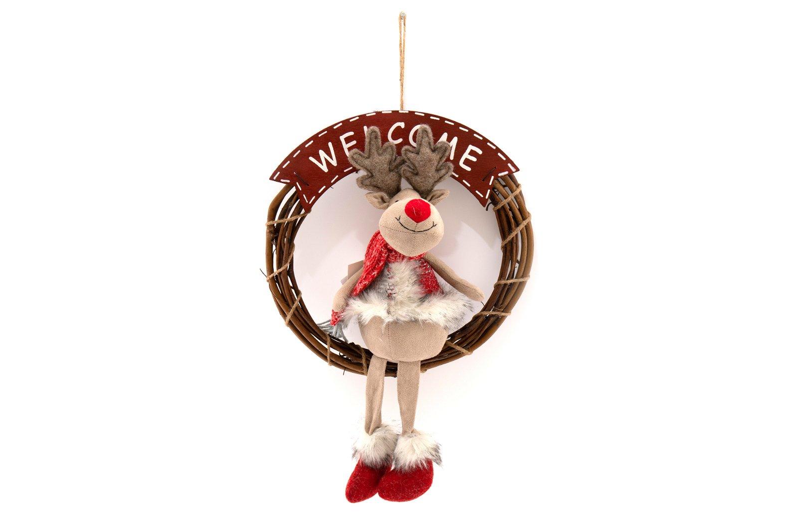 Red Nose Deer Wall Decoration 46cm-Christmas Hanging Ornaments
