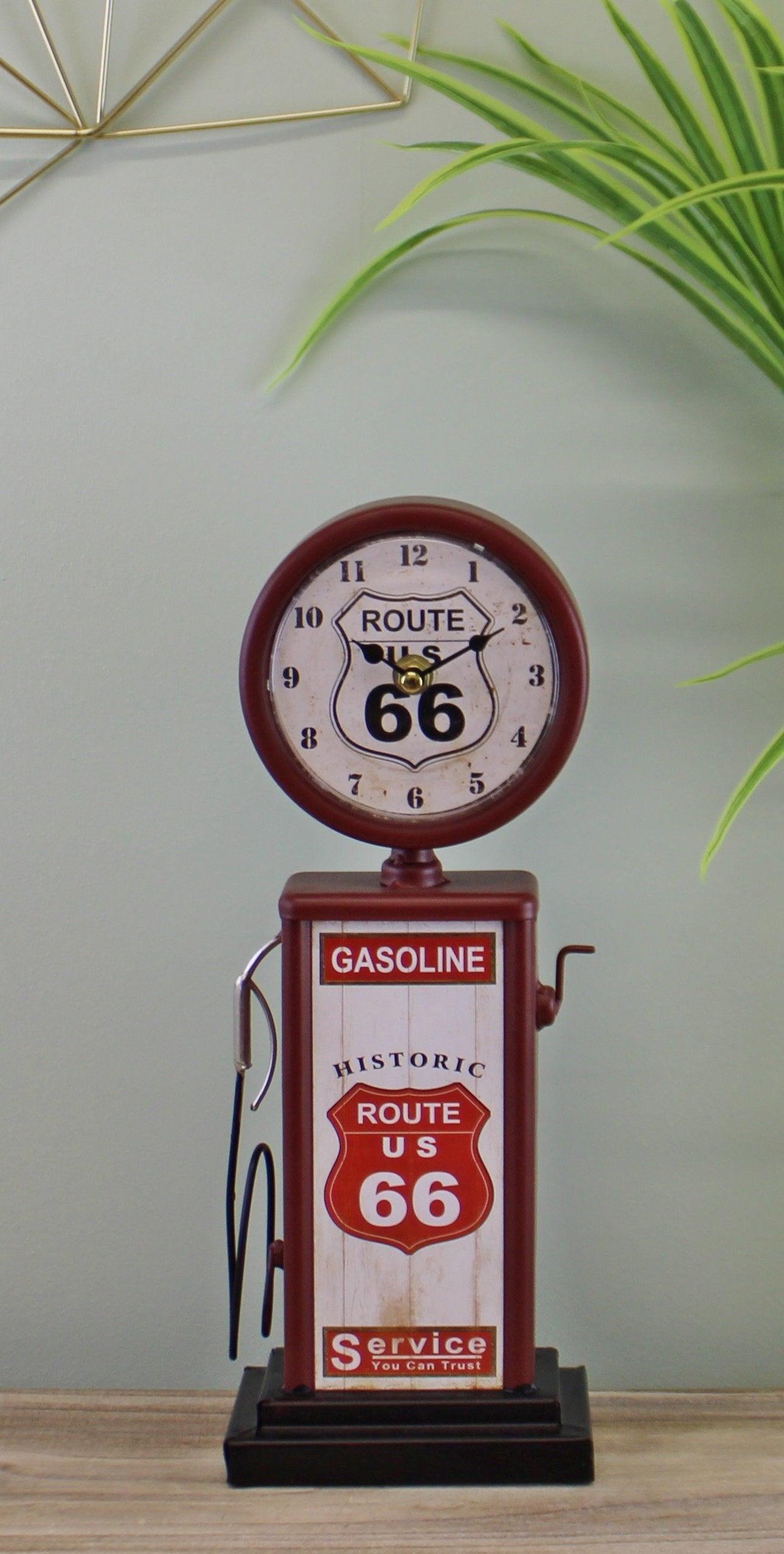 Retro Gas Pump Clock, Red 13x34cm-Freestanding Clocks