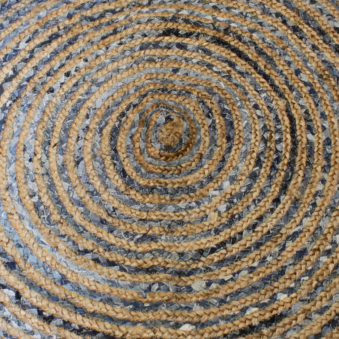 Round Jute and Recycle Denim Rug - 120 cm - £75.0 - Rugs 