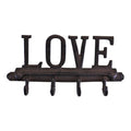 Rustic Cast Iron Wall Hooks, Love Design With 4 Hooks-Coat Hooks