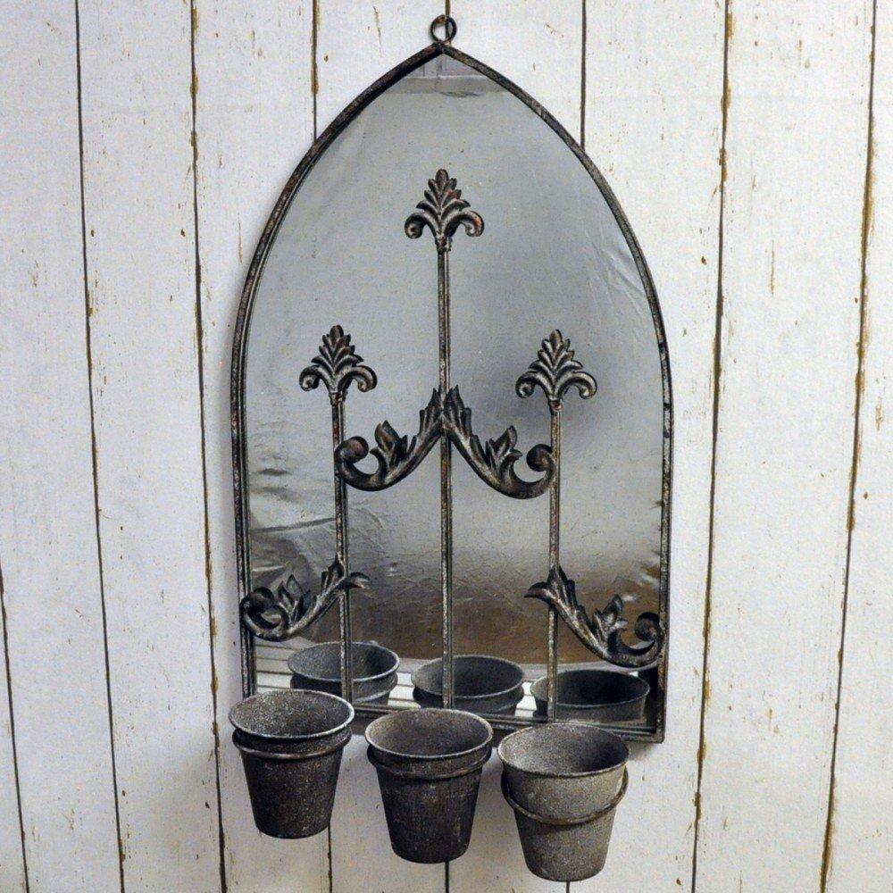 Rusty Wall Mirror With Triple Planter - £103.99 - Outdoor Planters 