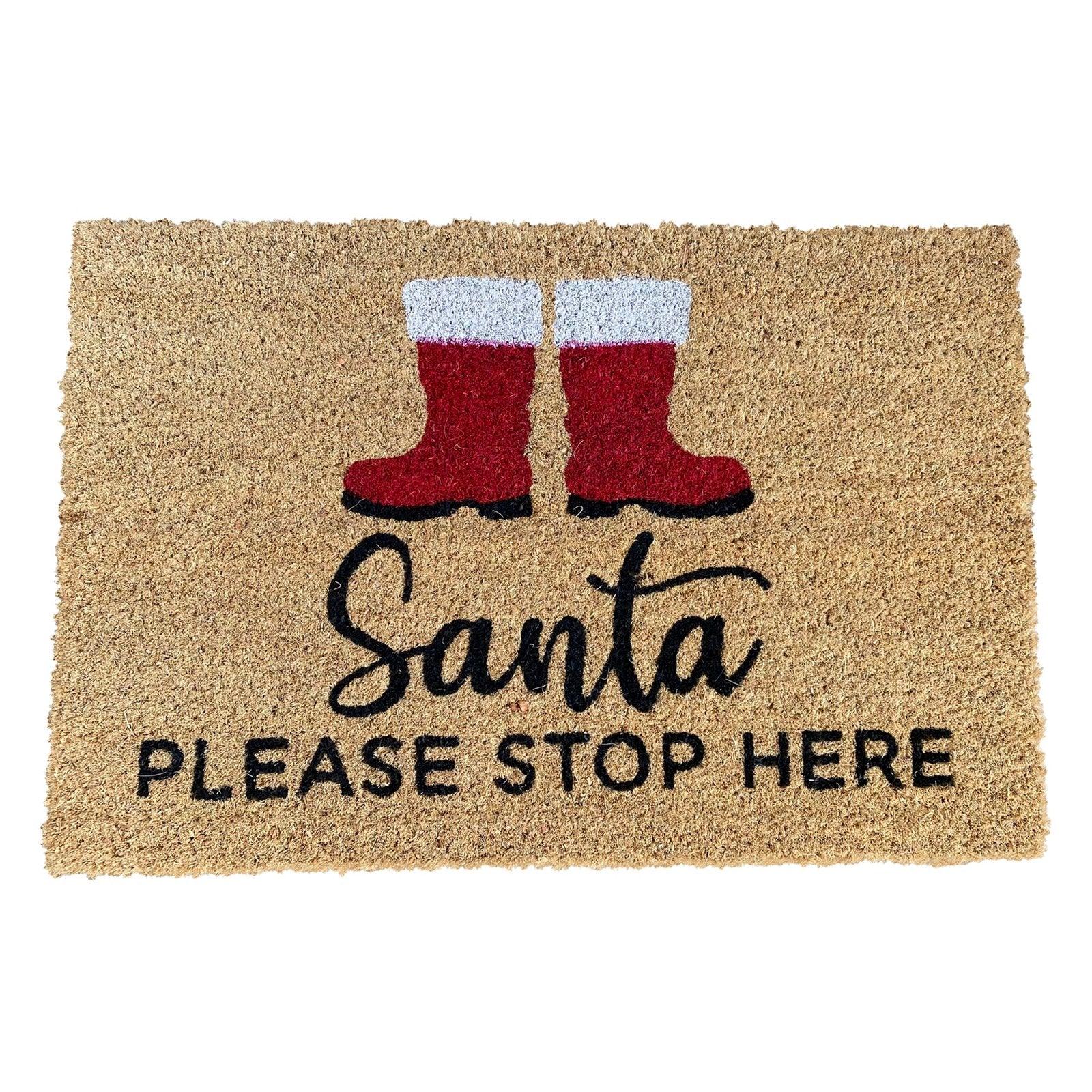 Santa Stop Here Doormat Boots-Christmas Doormats