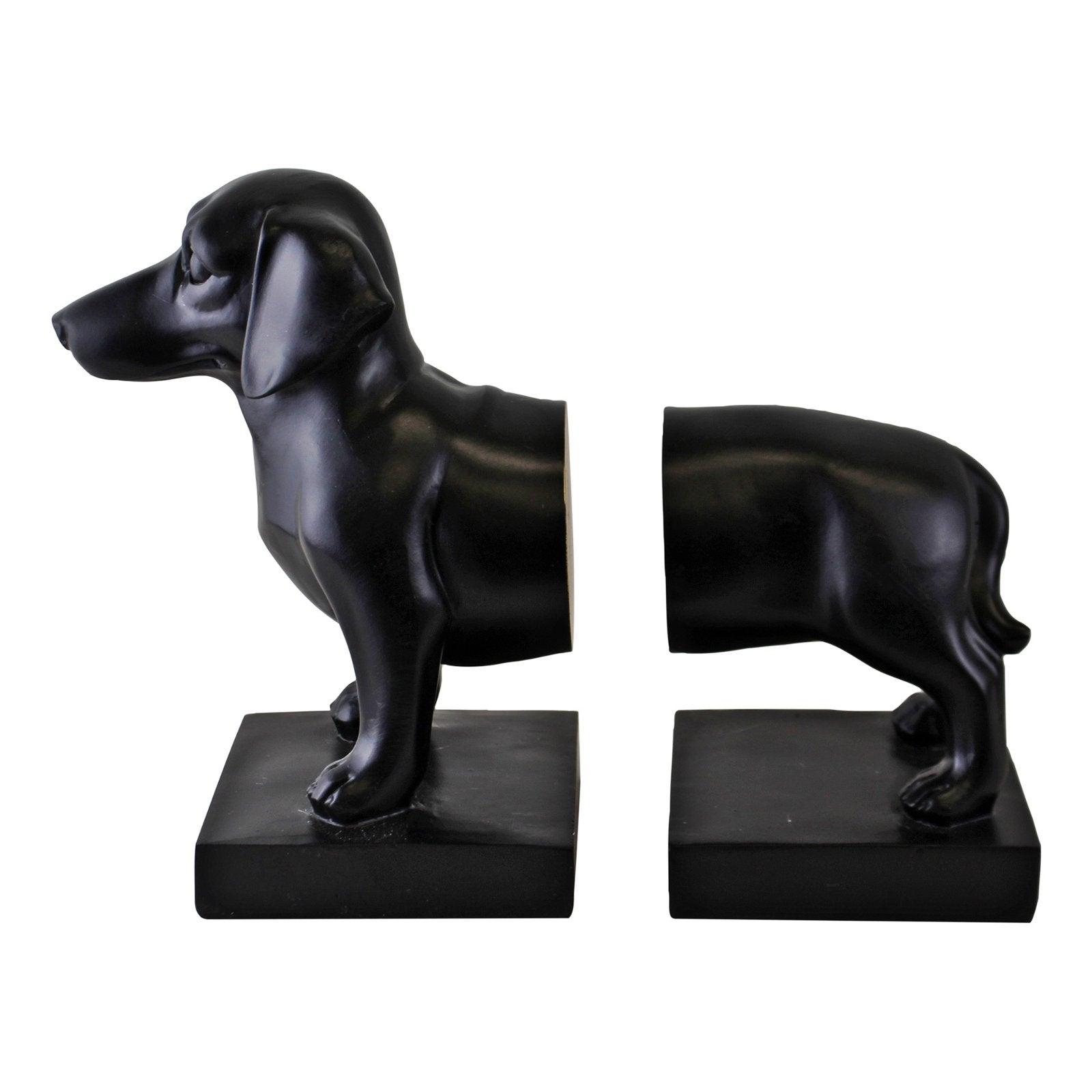Sausage Dog Bookends, Black Finish-Bookends