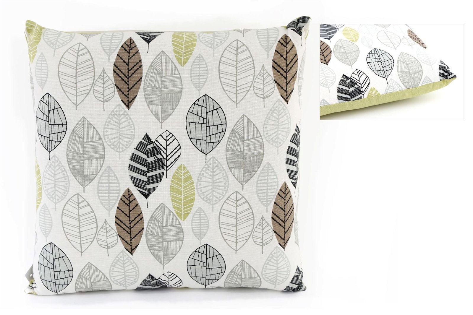 Scatter Cushion With Contemporary Green Leaf Print Design 37cm-Throw Pillows
