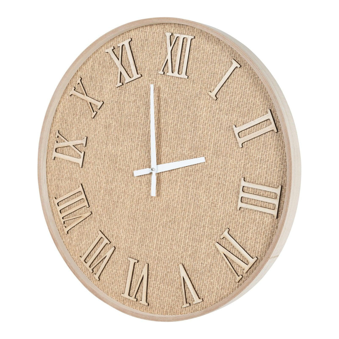 Serenity Hessian Woven Wall Clock 50cm - £71.99 - Wall Hanging Clocks 