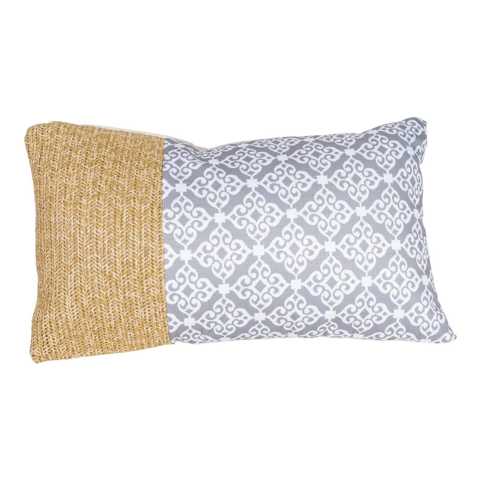 Serenity Print Rectangular Cushion Grey 50cm-Throw Pillows