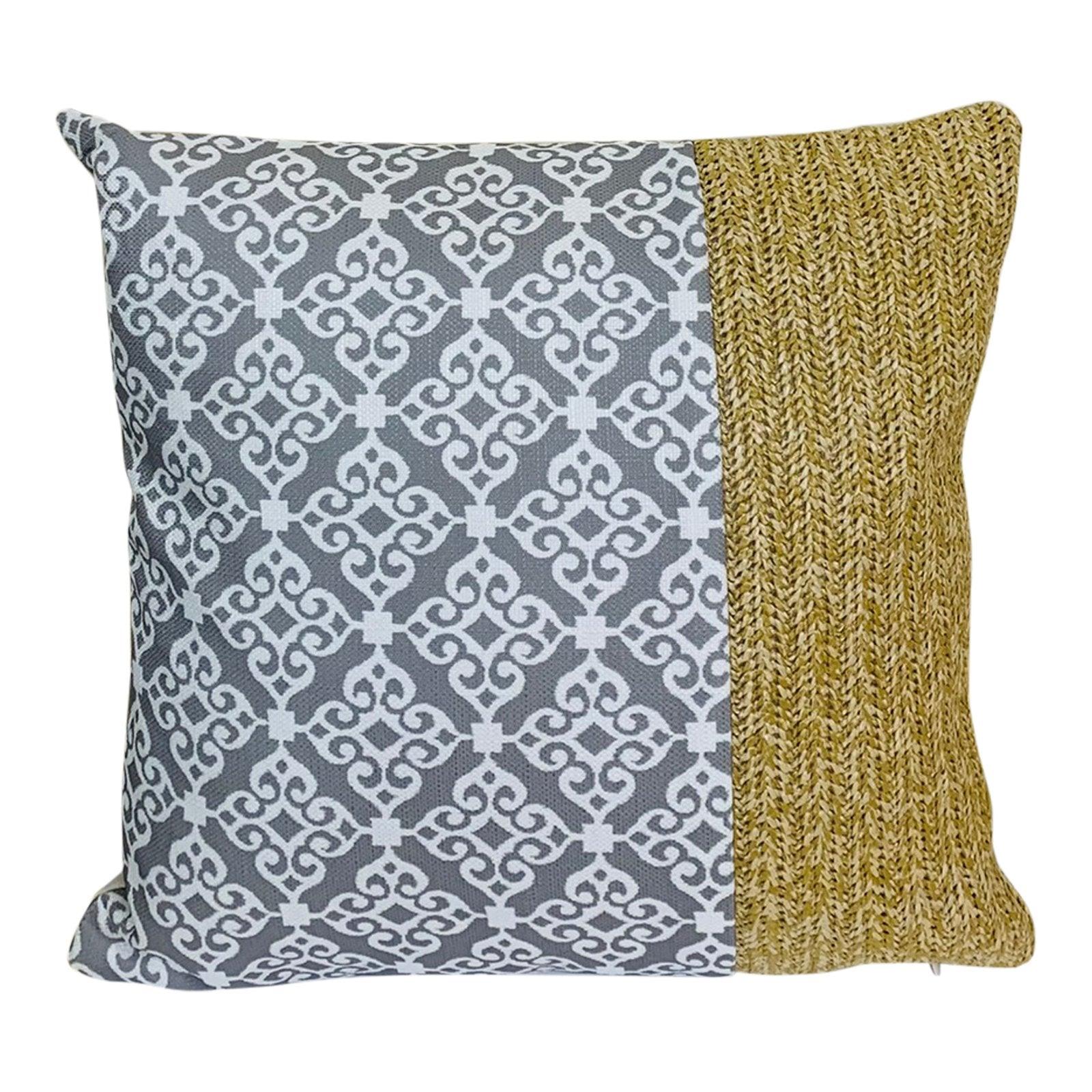 Serenity Print Square Cushion Grey-Throw Pillows