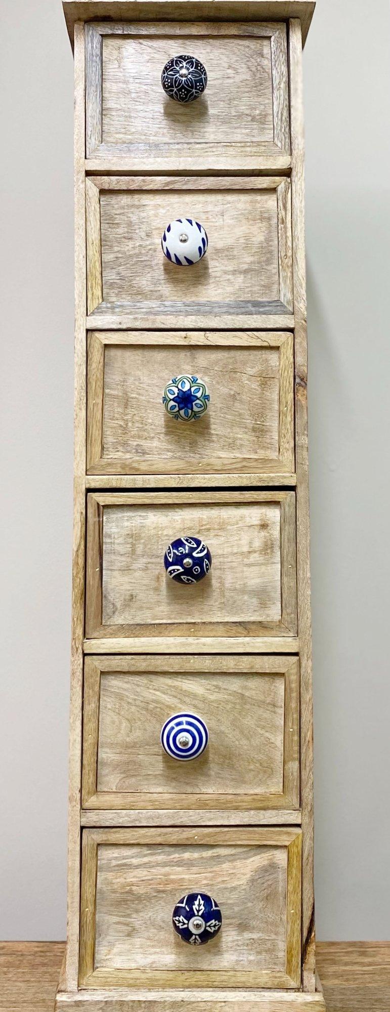 Set Of 12 Ceramic Blue Round Knobs-Doorknobs