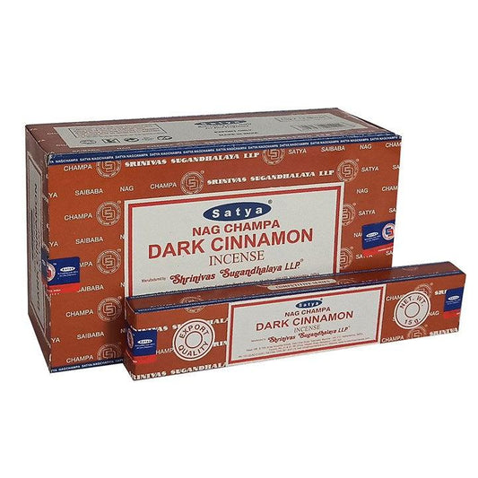 Set of 12 Packets of Dark Cinnamon Incense Sticks by Satya - £17.99 - Incense Sticks, Cones 