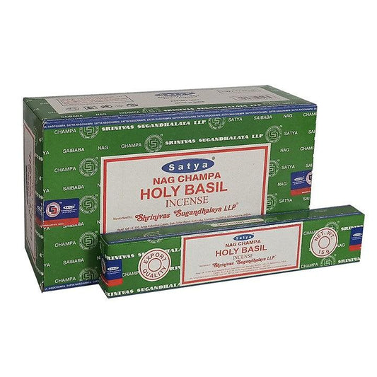 Set of 12 Packets of Holy Basil Incense Sticks by Satya - £17.99 - Incense Sticks, Cones 