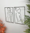 Set of 2 Black Metal Silhouette Wire Wall Decoration-Pictures
