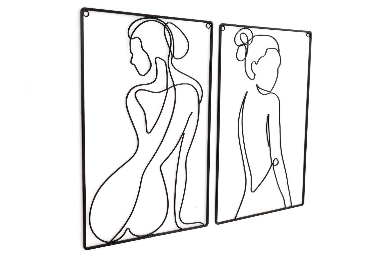Set of 2 Black Metal Silhouette Wire Wall Decoration - £41.99 - Pictures 