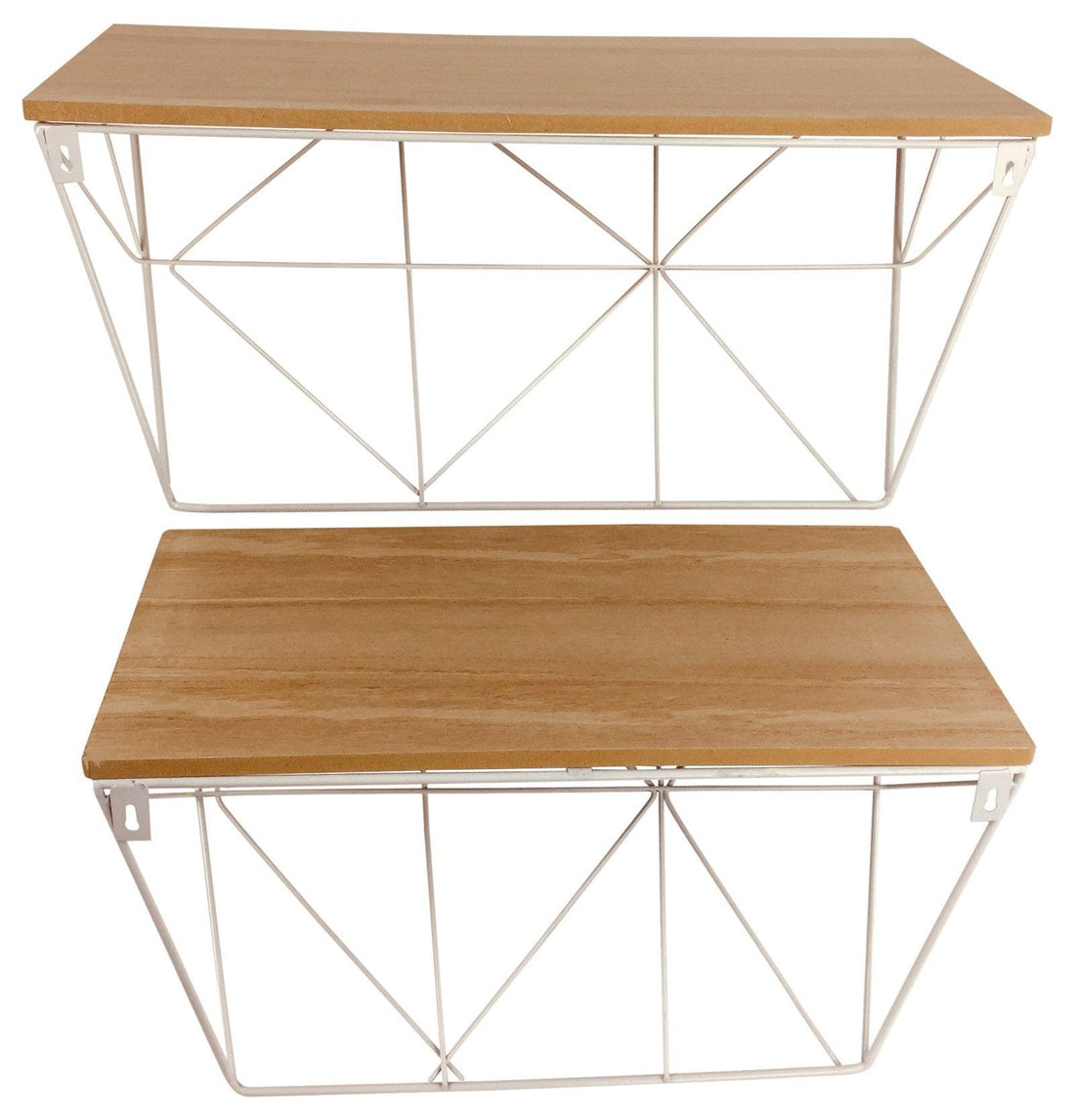 Set of 2 Geometric White Wire Shelves - £38.99 - Wall Hanging Shelving 