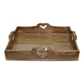 Set Of 2 Mango Wood Heart Detail Serving Trays - £73.99 - Trays & Chopping Boards 