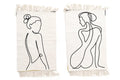 Set of 2 Silhouette Women Design White Rugs-Rugs