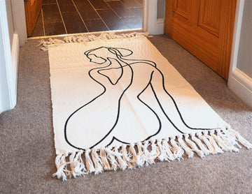 Set of 2 Silhouette Women Design White Rugs - £53.99 - Rugs 