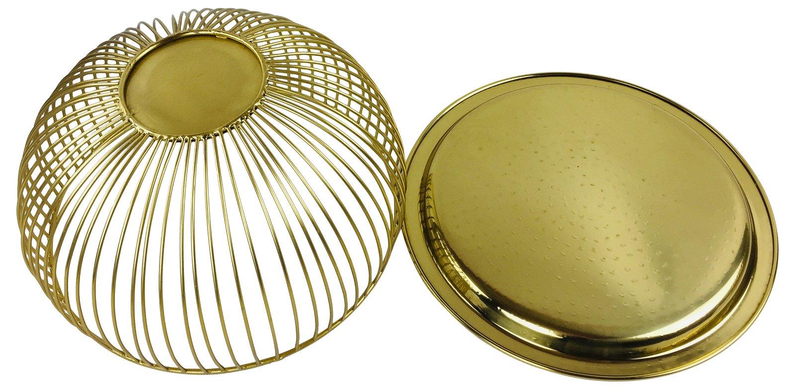 Set Of 3 Gold Bowls With Plate Tops-Decorative Kitchen Items