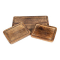 Set Of 3 Mango Wood Trays-Trays & Chopping Boards