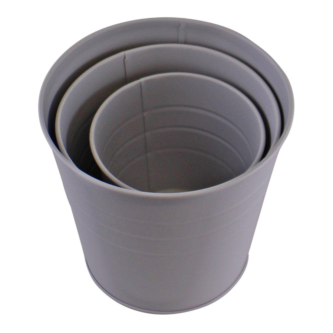 Set of 3 Round Metal Planters, Grey - £20.99 - Potting Shed Accessories 