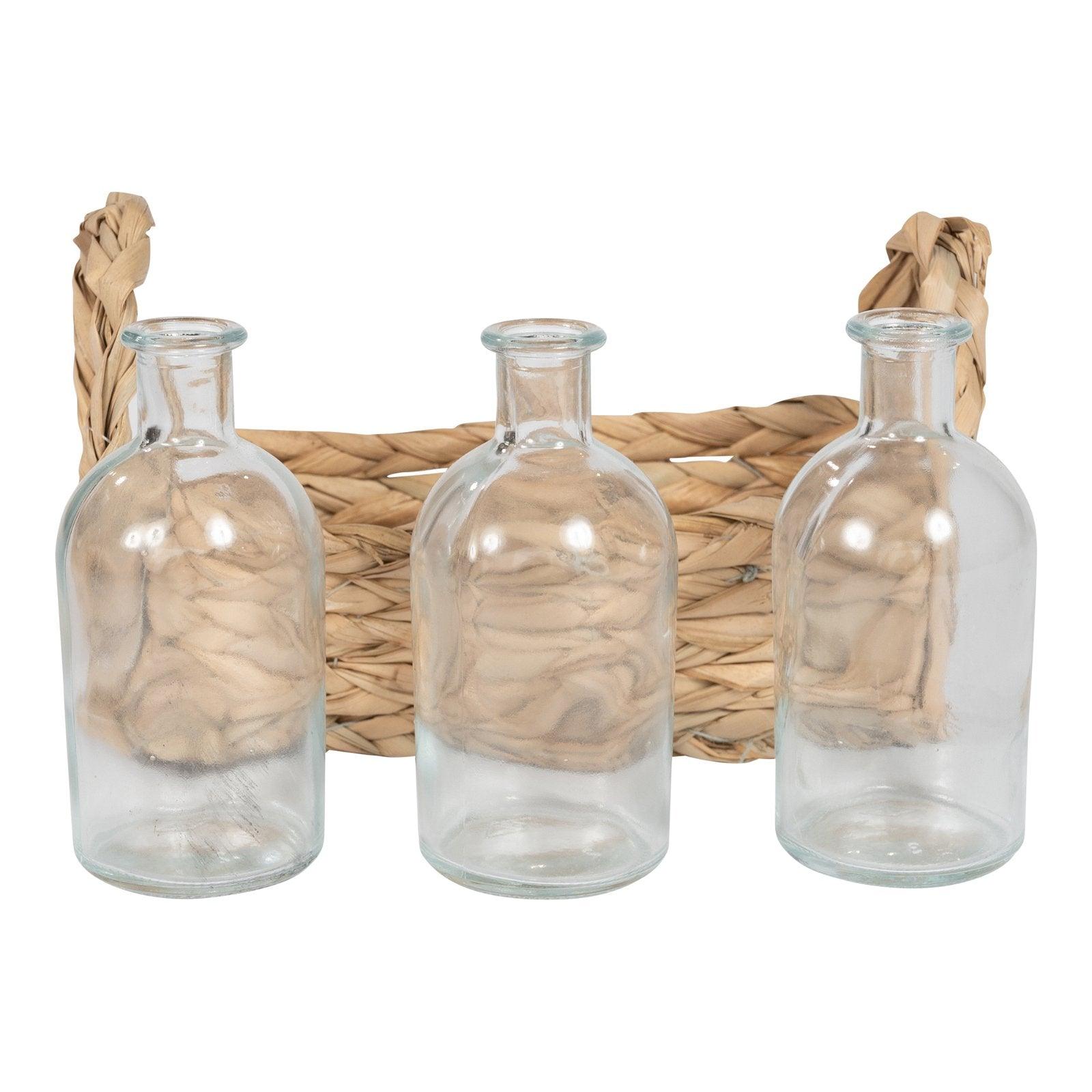 Set of 3 Vases With Grass Tray - £26.99 - Planters, Vases & Plant Stands 