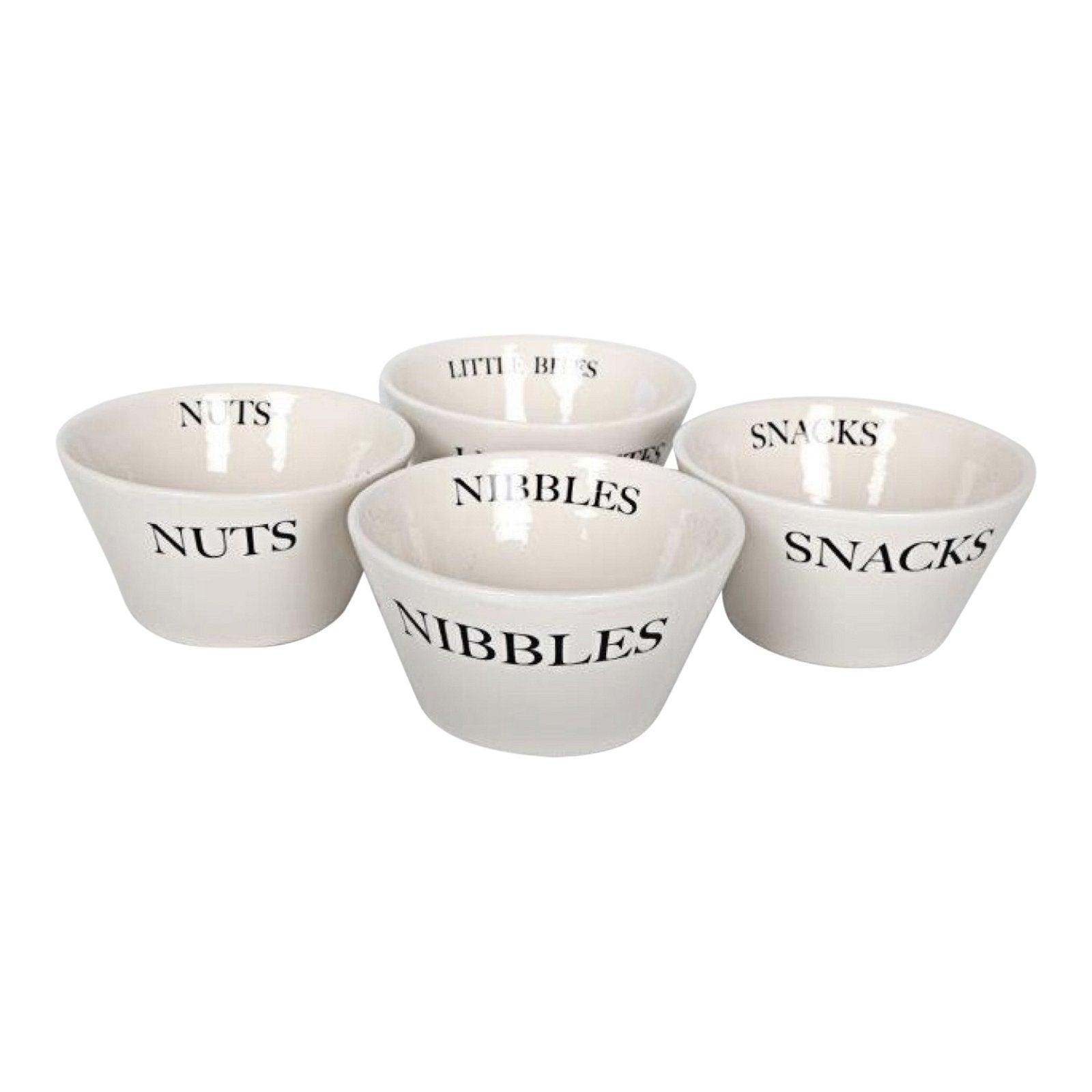 Set of 4 Ceramic Round Snack Bowls-Bowls & Plates