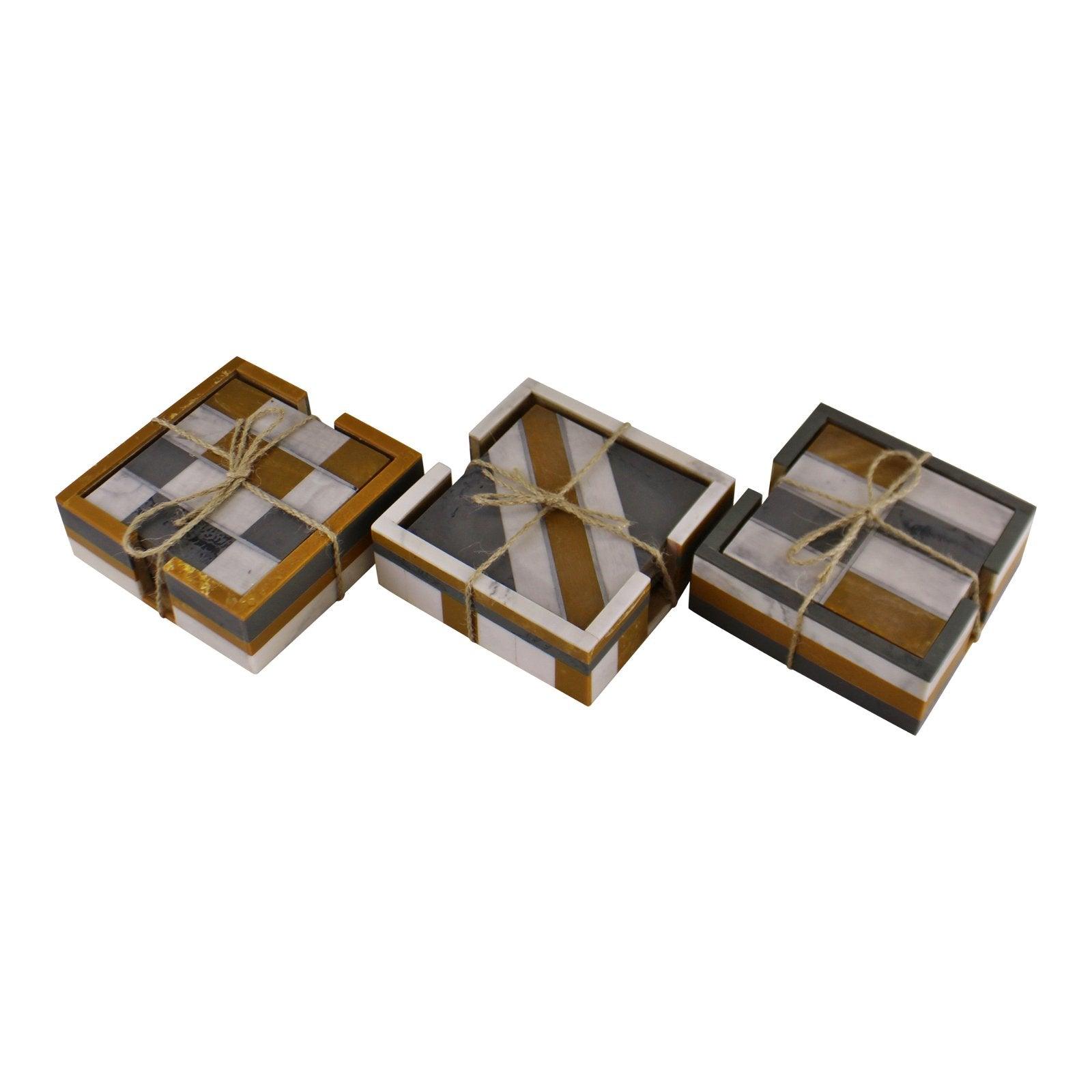 Set of 4 Square, Resin Coasters, Abstract Design-Coasters & Placemats