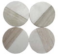 Set of 4 Wood Effect Marble Coasters - Round-Coasters & Placemats