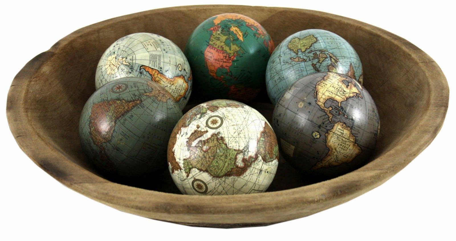 Set of 6 x 3 Inch Decorative Globes In Assorted Colours - £31.99 - Ornaments 