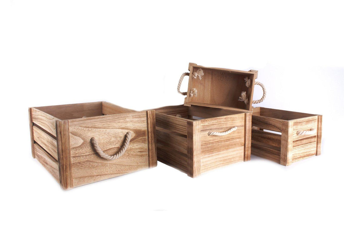 Set of Four Wooden Crates - £88.99 - Storage Baskets 