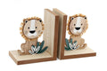 Set of Two Wooden Lion Bookends-Bookends