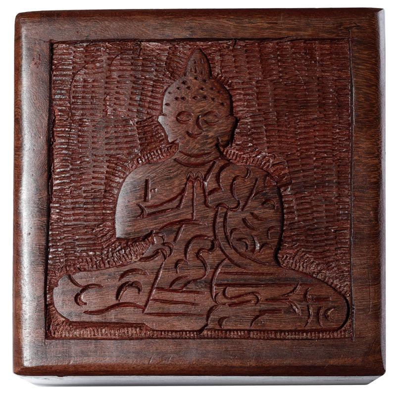 Sheesham Wood Carved Thai Buddha Trinket Box-Jewellery Storage Trinket Boxes