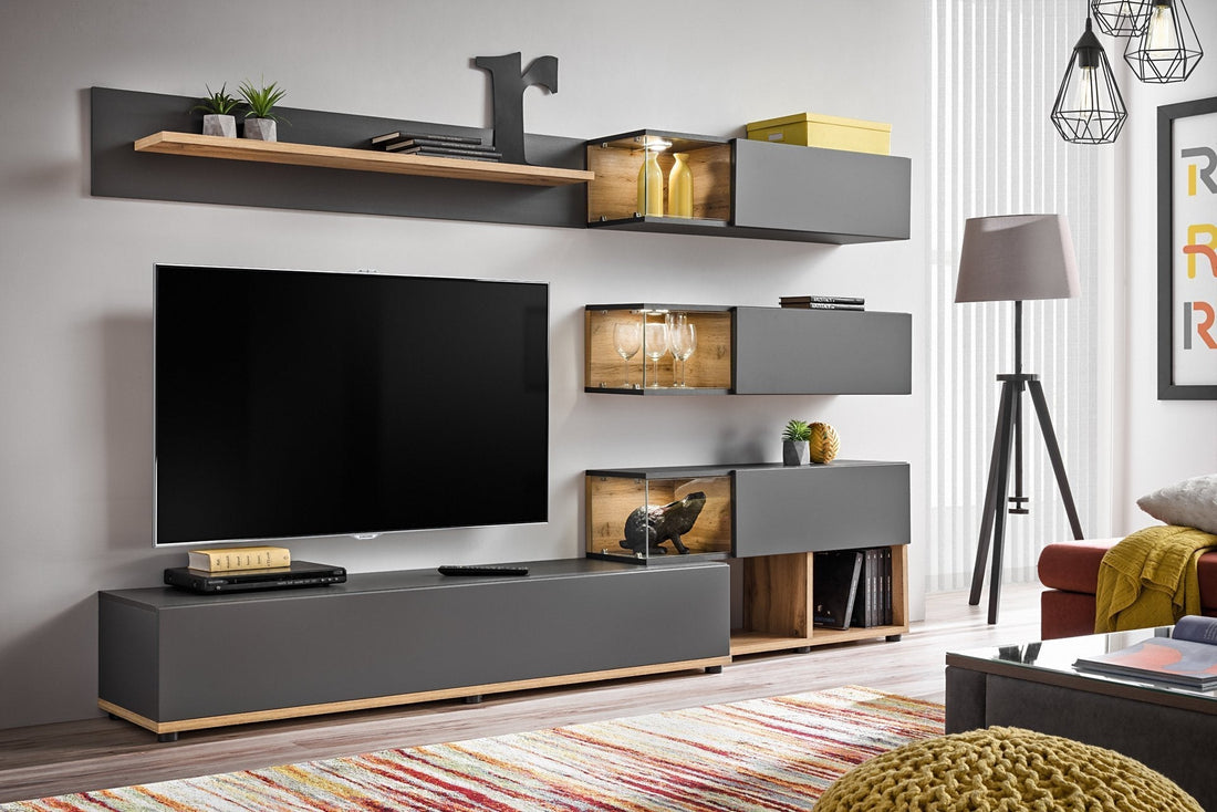 Silk in Anthracite Entertainment Unit - £428.4 - Wall Unit 