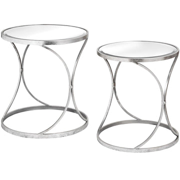 Silver Curved Design Set Of 2 Side Tables - £264.95 - Furniture > Tables > Side Tables 