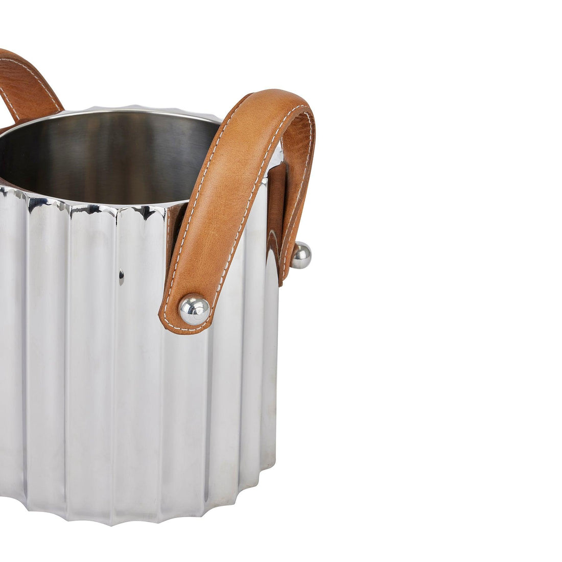 Silver Fluted Leather Handled Single Champagne Cooler - £89.95 - Gifts & Accessories > Kitchen And Tableware > Ornaments 