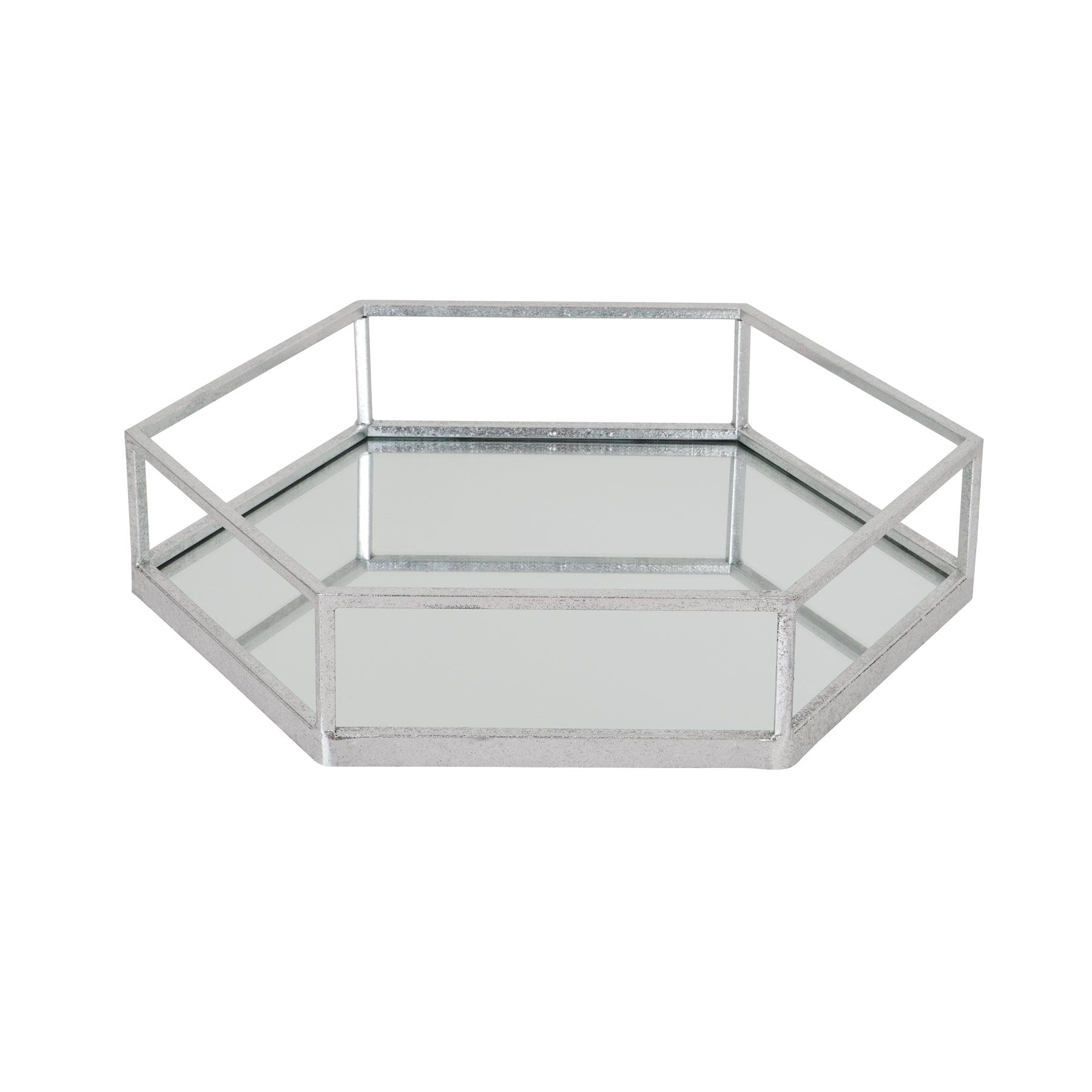 Silver Hexagon Set Of Two Trays-Gifts & Accessories > Trays