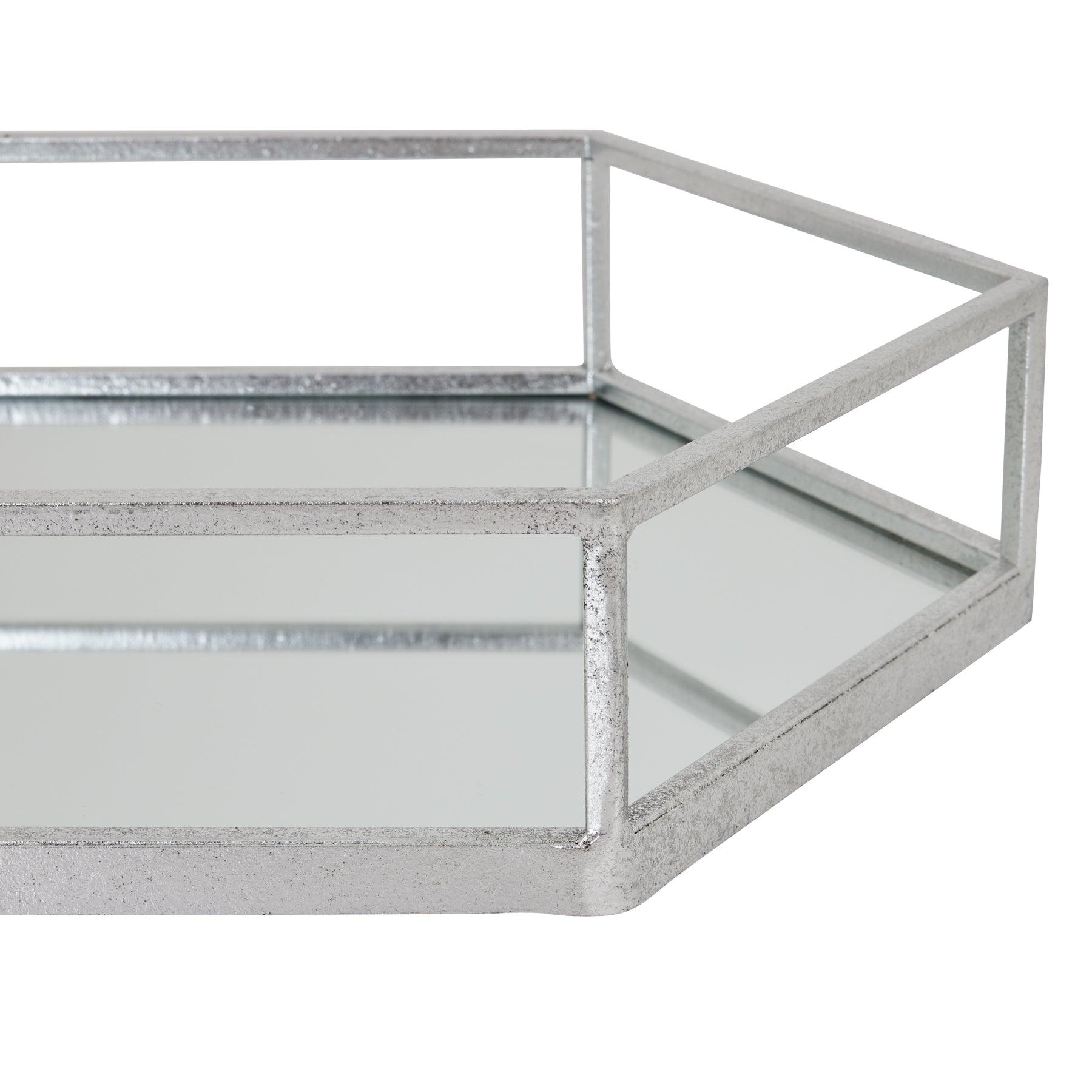 Silver Hexagon Set Of Two Trays-Gifts & Accessories > Trays