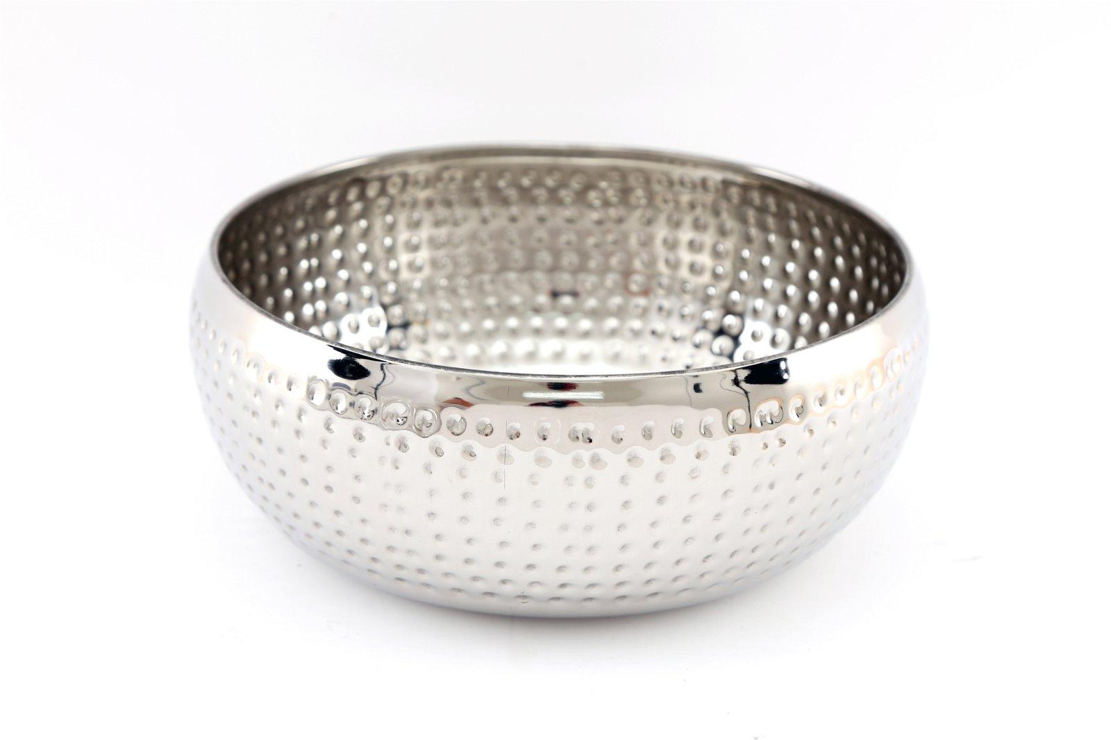 Silver Metal Bowl with Hammered Detail Small-Bowls & Plates