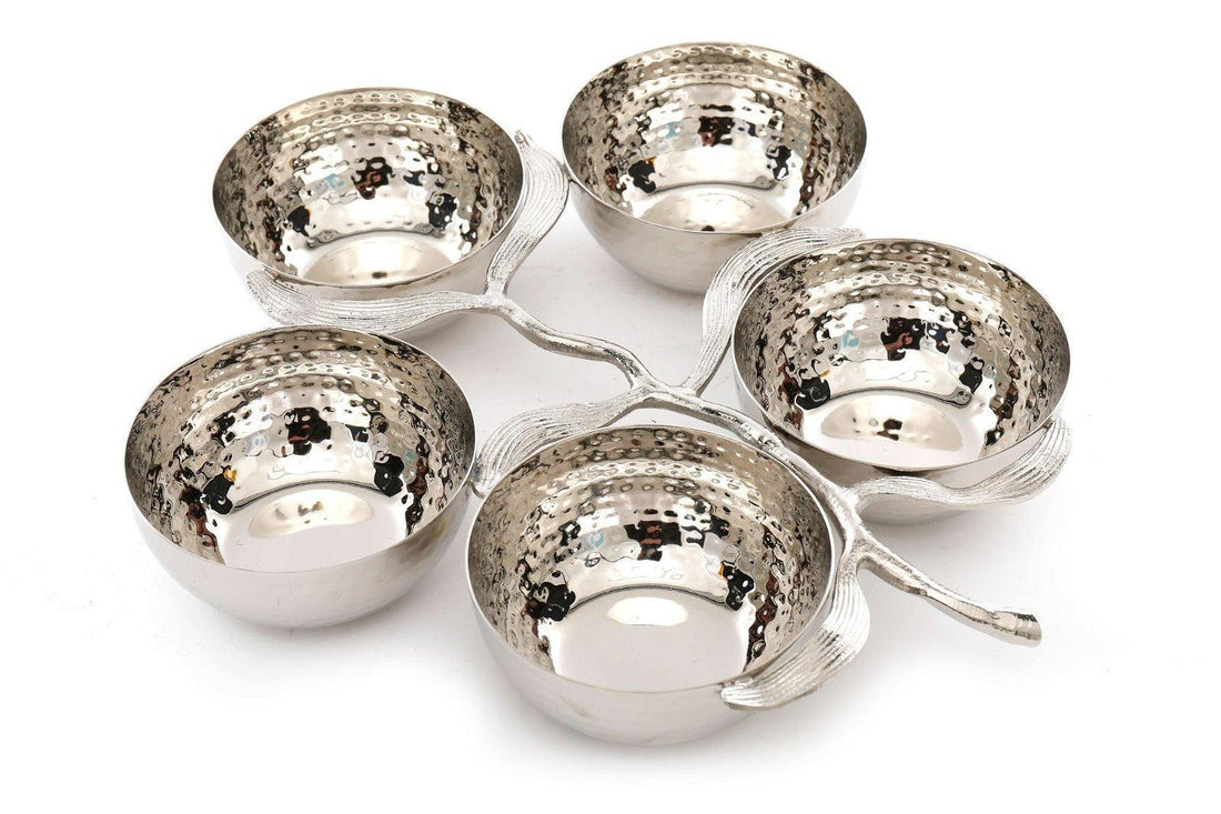 Silver Metal Branch With 5 Snack Bowls 33cm - £49.99 - Bowls & Plates 