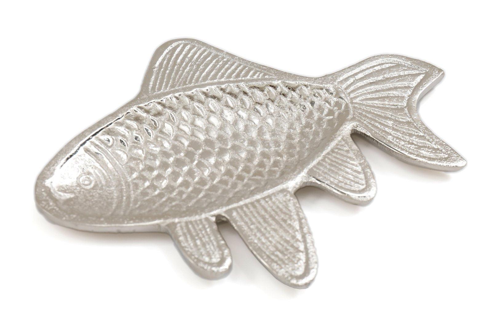 Silver Metal Fish Shape Tray 19cm-Bowls & Plates