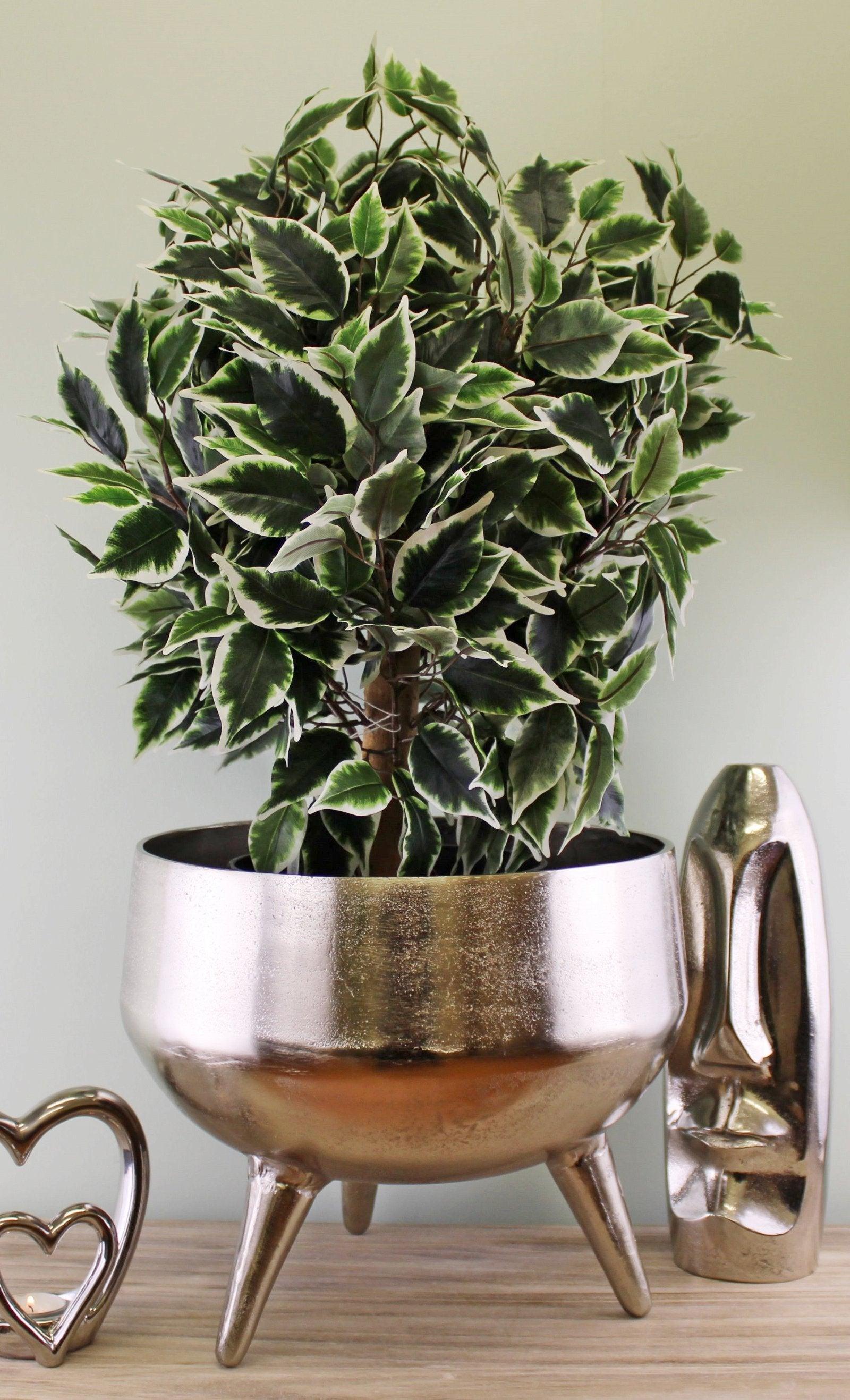 Silver Metal Planter/Bowl With Feet, 35cm-Planters, Vases & Plant Stands