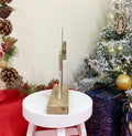 Silver Star On Wooden Base Decoration-