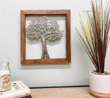 Silver Tree Of Life In A Wooden Frame - £30.99 - 