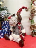 Sitting Reindeer With Knitted Coat-
