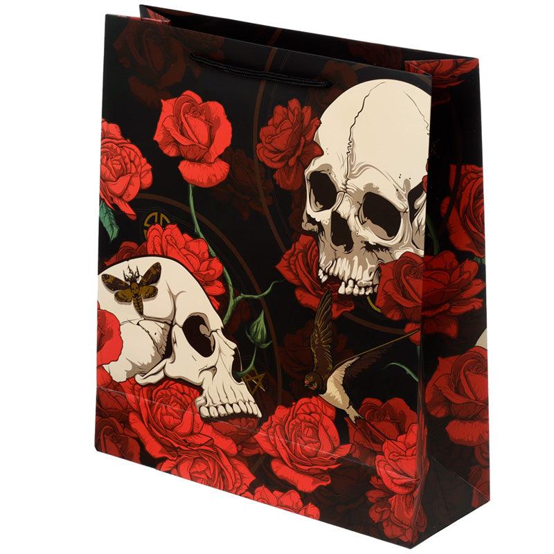 Skulls and Roses Red Roses Extra Large Gift Bag-